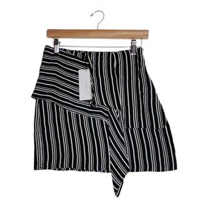 New Zara Basic Flower Asymmetric Striped Skirt size XS Black/White